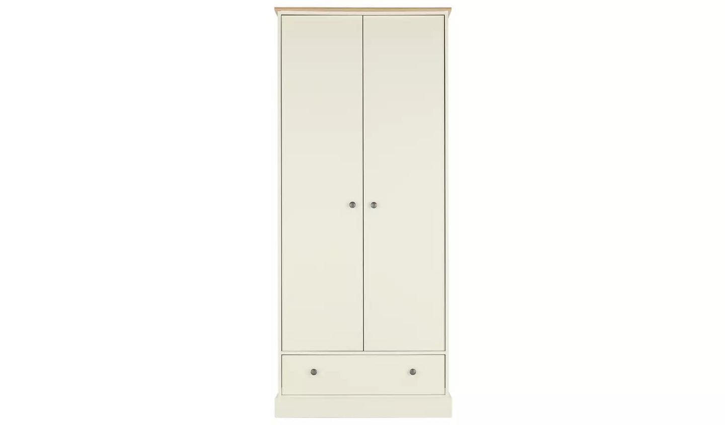 Kensington 2 Door 1 Drawer Wardrobe - Oak Effect & Ivory